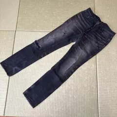 00s archive LOUNGELIZARDユーズド加工ブラックデニムパンツ