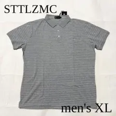 【新品未使用⭐️】STTLZMC ポロシャツ グレー ボーダー柄 メンズ XL