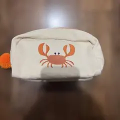 カニ　刺繍 キャンバス地 ポーチ　　フライングタイガーのサムネイル