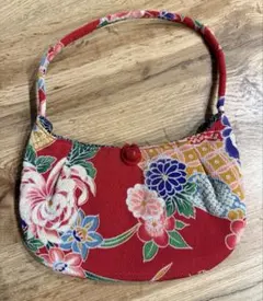 和柄 ちりめんバッグ*赤系