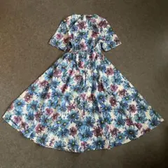 vintage 花柄ワンピース フレア ウエストリボン