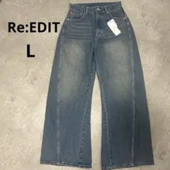 【新品　未使用】Re:EDIT サイド切り替え コットン デニムパンツ Lのサムネイル