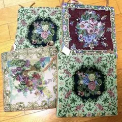 花柄ゴブラン風クッション⭐️43cm×43cm正方形クッション4枚セット(^o^)のサムネイル