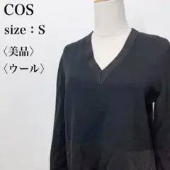 【美品】コス ビッグシルエット ストレッチ カジュアル 黒 無地 Vネックニット