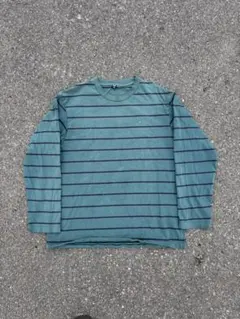 00s olduniqlo 緑X黒 ボーダーロンt city boy レイヤード