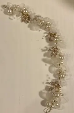 ウェディング ヘッドドレス パール ゴールド