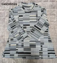 【未使用】Lascolinas 幾何学模様 カットソー七分袖.ミセス.シニア