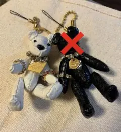 レザージュエルズ　黒 テディベアキーホルダー レザージュエルズ LEATHER JEWELS クロコダイル 本革 キーホルダー