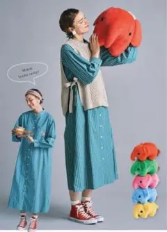 フェリシモ 糖漿×Dom Dom漢堡 條紋襯衫洋裝 完售品