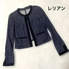 レリアン　ノーカラー　ストレッチデニムジャケットのサムネイル