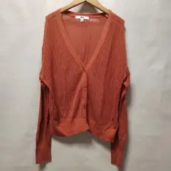ユニクロUNIQLOレディース透け感のあるくすみカラー Vネック カーディガンL