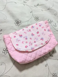 ピンクユニコーンリボン苺封筒型横入れお弁当袋　ハンドメイド女の子マジックテープ