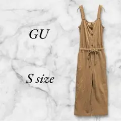 【GU ジーユー】 ボタンコンビネゾン サロペット (S) ブラウン