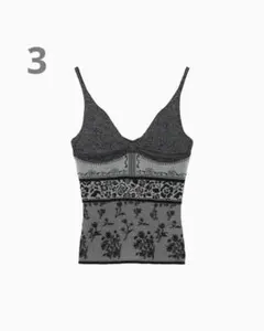 Floral Jacquard Knit Camisole Top blackのサムネイル