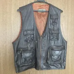 VINTAGE ヴィンテージ ラムレザー ベスト ジレ インナー ブラック 5L VINTAGE ヴィンテージ ラムレザー ベスト ジレ インナー ブラック 5L