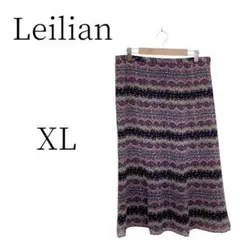 ★美品 Leilian レリアン 黒×ピンク フレアースカート XL(LL)