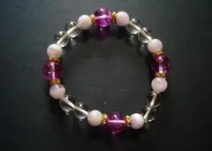 天然石 パープルクラック水晶 ラベンダーアメジスト 水晶 ブレスレット 新品