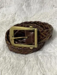 ラルフローレン　本革 編み込みレザーベルト SOLID BRASS イタリア製
