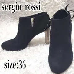Sergio Rossi スエード ゴールドヒール ブーティ 36 ほぼ未使用のサムネイル