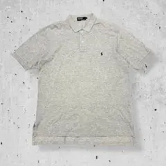 美品90sポロバイラルフローレン半袖ポロシャツ無地霜降りグレー刺繍ロゴポニーXL