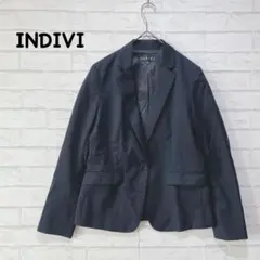 INDIVI ネイビー テーラードジャケット(40)スタイリッシュ カジュアル