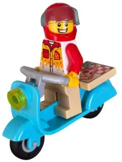 レゴ LEGOミニフィグ　レゴシティ　ピザの配達員　宅配　バイク　アイテムセット