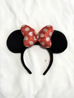 ディズニー ミニー カチューシャ 赤 スパンコール