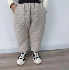 裏フリースキルティングパンツ　あったか ピーチスキン 冬 裏起毛 暖 厚手