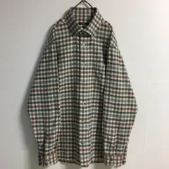日本製 古着 チェック BDシャツ 長袖 メンズL アースカラー マルチカラー