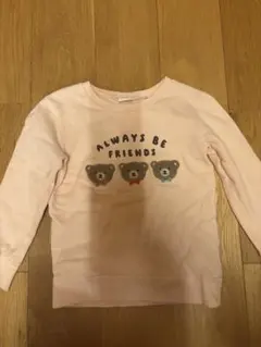 クマ刺繍ピンクトレーナー 100cm