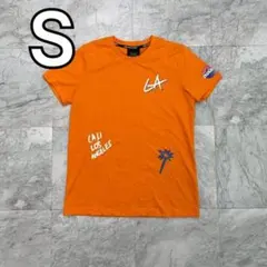 MLB　ドジャース　Tシャツ　オレンジ　メンズ　S　半袖　プリントロゴ