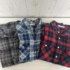 【3点まとめ売り】チェック柄長袖シャツのサムネイル