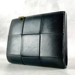 IC内蔵・超美品 ボッテガヴェネタ カセット イントレチャート 二つ折り財布 黒