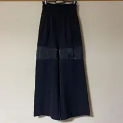 部分シースルー　ブラックパンツ