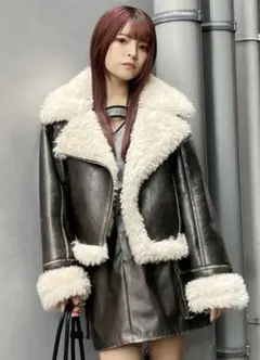 ✨美品✨MURUA ヴィンテージライクショートフェイクムートン ブラウン