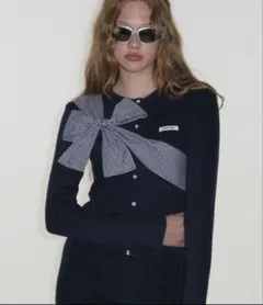 CRANK リボンタイドニットカーディガン