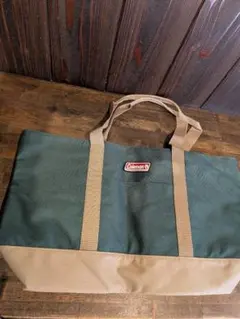 【新品未使用】特大Coleman トートバッグ 　グリーン× ベージュ　大容量