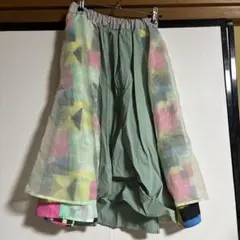 ミントグリーン フレアスカート カラフルのサムネイル