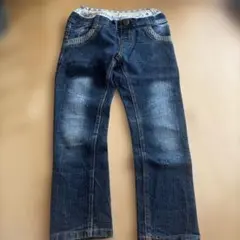 130cm ダークブルー ストレートパンツ