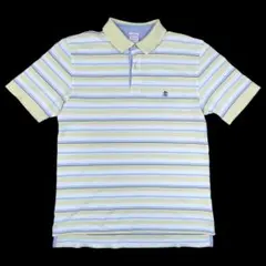 ブルックスブラザーズ ボーダー半袖ポロシャツ レモンイエローMサイズ