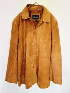 BERNARDO 本革 スエードジャケット 襟付き レザーブルゾン XL 茶