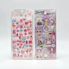 ぷっくり3Dシール2点セット♡ ジュエル＆香水瓶 キラキラ シャカシャカ