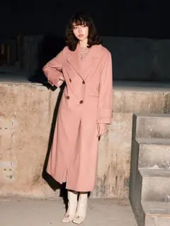 ロングダブルチェスターコート⌘ピンク