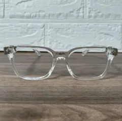 ♧伊達メガネ✫　クリア×シルバー　サングラス　Y2K　クロス　十字架　男女兼用