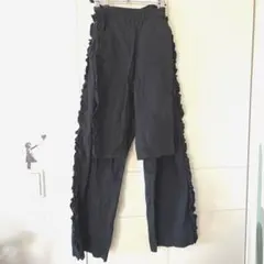 MARKEY'S フリル付き黒ロングパンツ　親子２枚セットキッズ110大人160