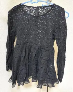 earth music&ecology 黒 レース トップス 透け感　ブラック