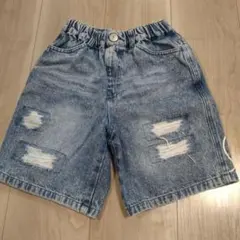 BREEZE デニムハーフパンツ ダメージ加工　120cm