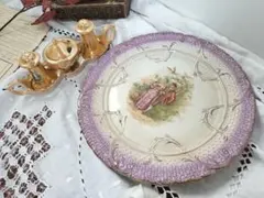 アンティーク 　フランス　花柄　プレート と調味料入れ　セット