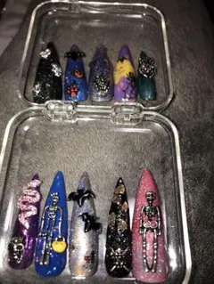 ハロウィン スカル ネイルチップ完成品