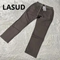 【新品タグ付き】LASUD ストレッチテーパードパンツ ブラウン ヤマダヤ